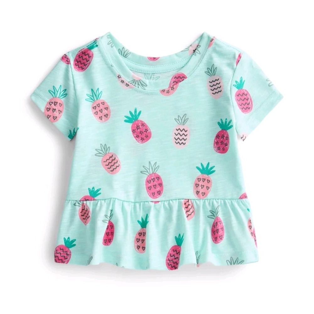 Baby girls wonder nation aqua pineapple short shirt size 3-6 month NEW with tags